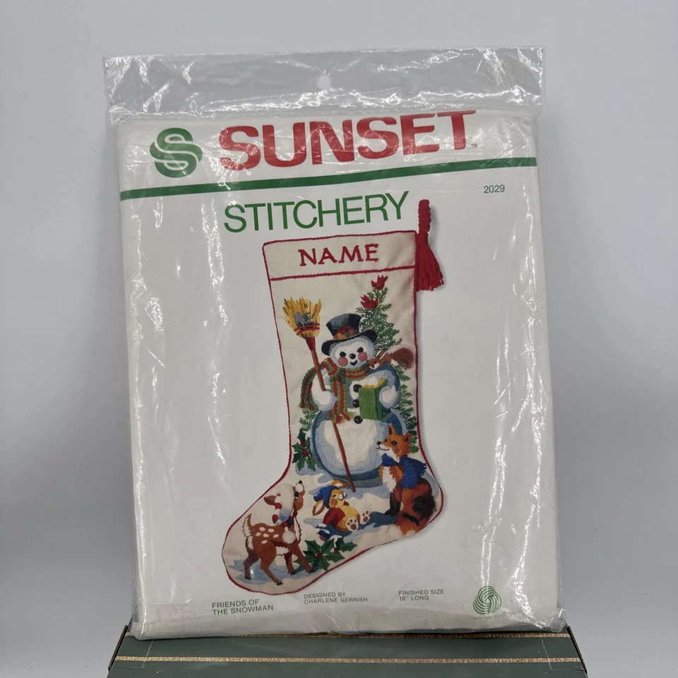 De Colección Sunset Stitchery Amigos del Muñeco de Nieve Crewel Navidad Medias Kit 2029 Foto 1 de 4