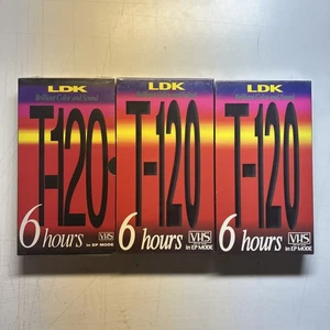 NEW SEALED 3 VHS Blank Cassettes LDK T-120 6 Hours 246m EP Mode Vintage Media - Bild 1 von 3