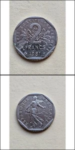 1981 France 2 Franc Coin - Nice Detail - Picture 1 of 3