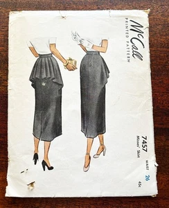 Orig Vintage McCall 7457 Pattern Bustle Pencil Skirt Uncut  26" Waist Dated 1948 - Picture 1 of 2