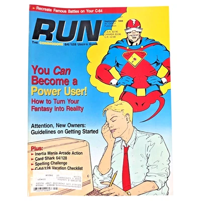 RUN Magazine September 1988 Commodore 64 128 Power User IDG Vol 5 No 9 Vintage - Image 1 of 4