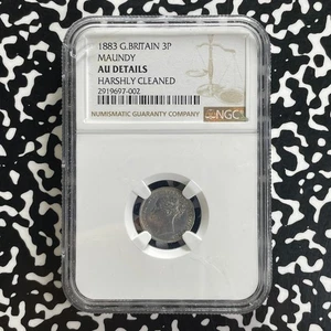 1883 G.B. Lote de 3 peniques Maundy NGC muy limpios - detalles AU #HP415 ¡plateado! - Imagen 1 de 3