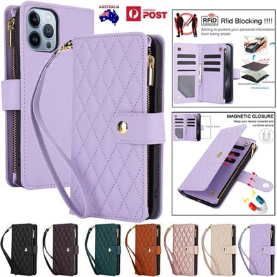 For iPhone 17 pro max16e 16 Pro Max 17 air Zipper Wallet Case Flip Leather Cover - Image 1 of 4