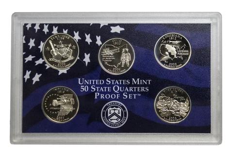2002 Proof State Quarter Set Gem DCAM (Clad) - No Box or COA - 5 Coins Cover
