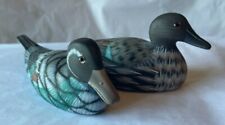 Two Vintage Hand-Carved Painted Wood Ducks Decoys Peoples Republic of China 