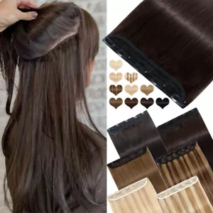 Extension Capelli Remy Umani Veri Clip Spessa in Un Pezzo 3/4 Testa Piena Nero Marrone - Foto 1 di 51