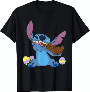 Disney Stitch Eats Chocolate Bunny with Easter Eggs Funny t shirt - Picture 1 of 4