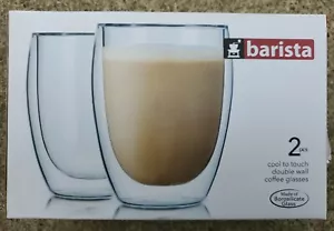 BARISTA Cool to Touch Double Wall COFFEE MUG Clear Borosilicate Glass 11.83 oz - Picture 1 of 3