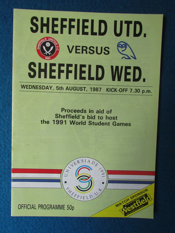 Sheffield United v Sheffield Wednesday Friendly 5/8/87 Programme - Image 1 of 1