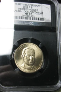 2014-P Herbert Hoover Dollar from Annual Dollar Set  NGC MS-67 Graded -- #258C - Picture 1 of 5