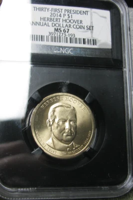 2014-P Herbert Hoover Dollar from Annual Dollar Set  NGC MS-67 Graded -- #258C - Image 1 of 4