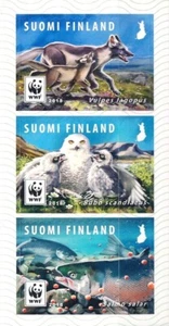 FINLAND WWF ANIMAL MAMMAL BIRD ARCTIC FOX SNOWY OWL SALMON full MNH set (3) 2018 - Picture 1 of 1