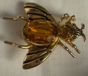 Käfer, Anstecknadel, Brosche, 50er signiert CORO, PEGASUS goldfarben champagner Strass - Bild 1 von 2