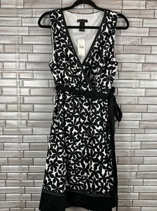NWT Lane Bryant Black & White Printed Faux Wrap Dress Size 14 - Picture 1 of 7