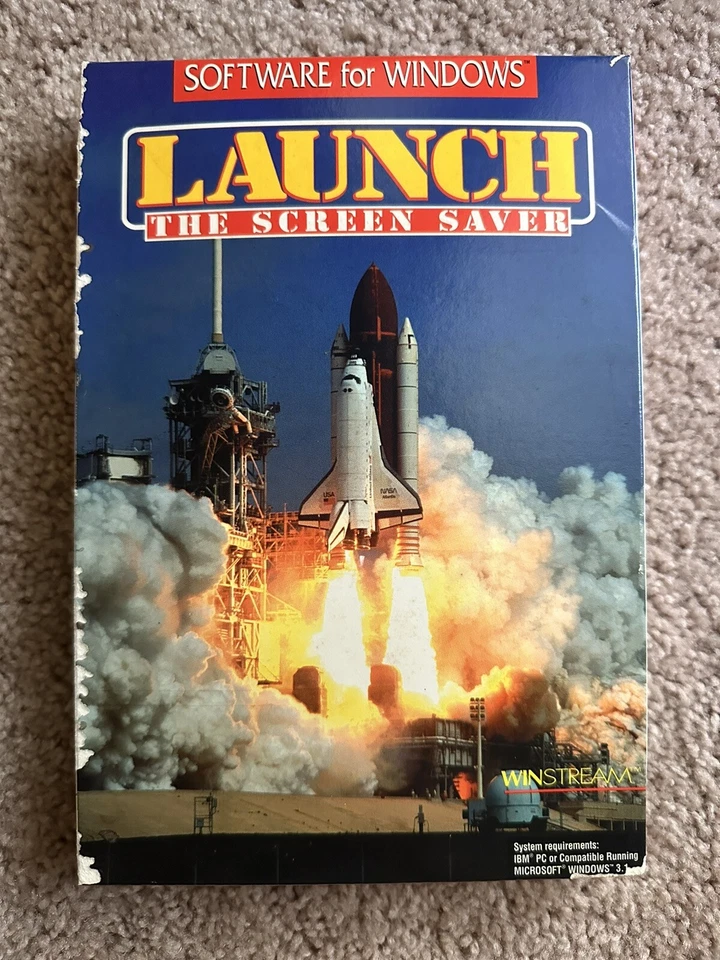 Winstream Launch The Screen Saver Software IBM Tandy NASA Shuttle 3.5" Disk