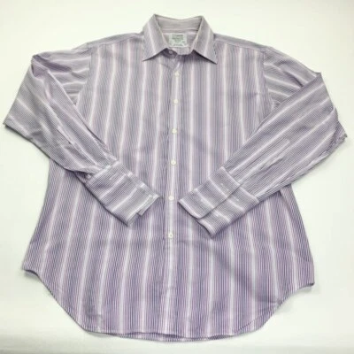 T M Lewin 100 Mens Semi Fitted Finest Two Fold Purple White Shirt Size 34.5 - Image 1 of 4