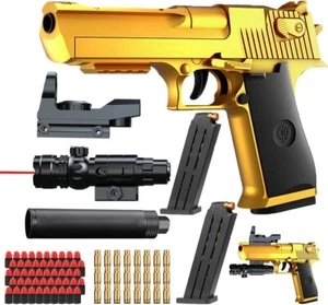Toy Golden Desert Eagle Pistol Soft Foam Shell Bullet Gun Kids Cosplay Adults AU - Picture 1 of 18