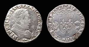 Charles IX In The Name Of HENRI III Teston 2nd Type 1561L Bayonne - Picture 1 of 1