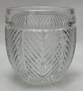 RALPH LAUREN ~ Thick & Weighty Crystal VOTIVE CANDLE HOLDER (Herringbone) Signed - Picture 1 of 3
