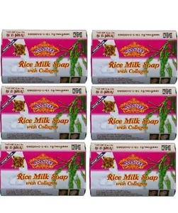 6 Bars - ASANTEE Rice Milk with Collagen and Honey Soap - Skin Whitening 125g. - Picture 1 of 2
