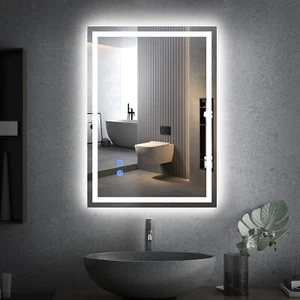 LED Badezimmerspiegel Badspiegel Wandspiegel Beschlagfrei 3 Lichtfarben Dimmbar - Bild 1 von 11
