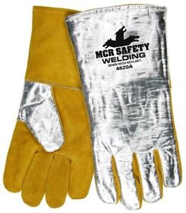 MCR Welding Leather Work Gloves Premium Split Leather Aluminized Back 4620a HR