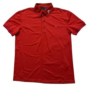J.Lindeberg Polo Shirt Mens Size M Short Sleeve Performance Golf Stretch Red