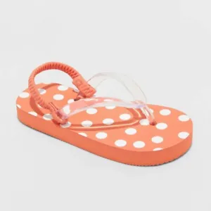 Toddler Adrian Flip Flop Sandals - Cat & Jack Red Polka Dot - Size M - Picture 1 of 7