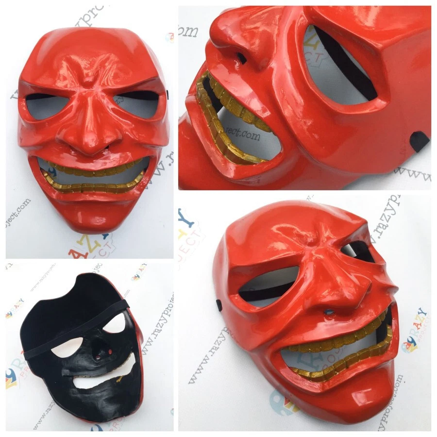 Halloween Maske Samurai Gesicht Oni Dämon Satan Halloween Holzmaske Cosplay Maske. - Bild 1 von 4