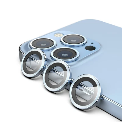 Protector de lente de cámara de vidrio templado anillo de metal para iPhone 13 14 11 16 17Pro Max Foto 1 de 4