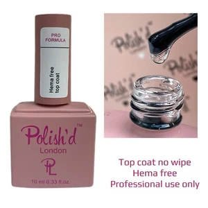 Clear Top Coat No Wipe Polish’d London uv/led Hema Free Nails Gel - Picture 1 of 2
