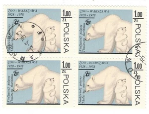 1978 Poland CTO Block: Warsaw Zoo Polar Bears - Picture 1 of 1