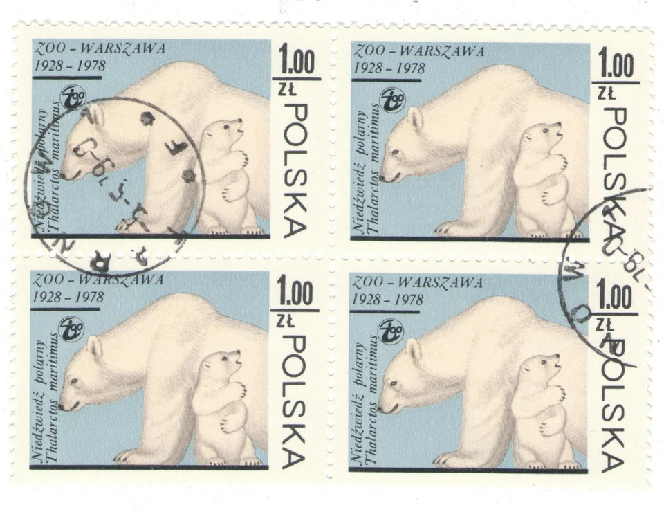 1978 Poland CTO Block: Warsaw Zoo Polar Bears - Image 1 of 1