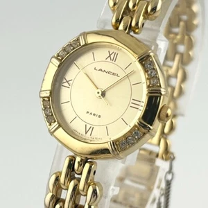 LANCEL Paris Gold Tone Quartz Ladies Watch Roman Dial Japan Made Vintage - Picture 1 of 7