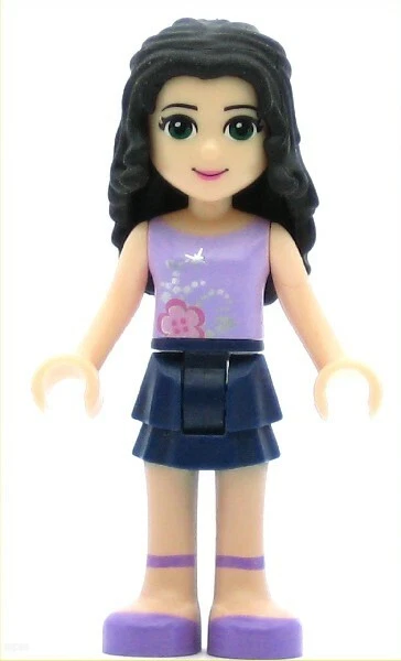 LEGO Friends Minifigure Emma Dark Blue Skirt, Lavender Top (Genuine) - Image 1 of 1