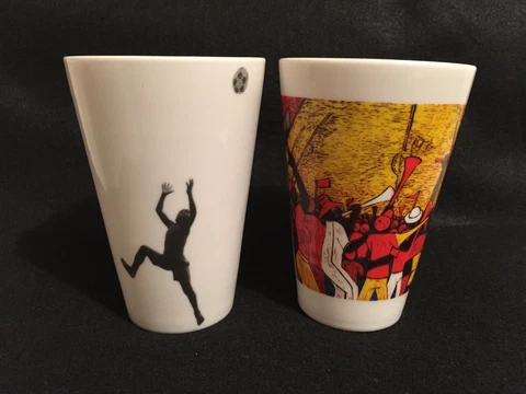 Two FIFA World Cup 2010 South Africa Mugs Cups Vuvuzela Soccer Cover