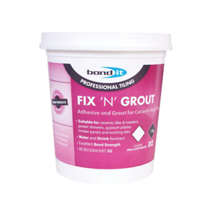 Bond It Fix 'n' Grout Waterproof D2 Mixed Tile Adhesive And Grout White 1.5Kg
