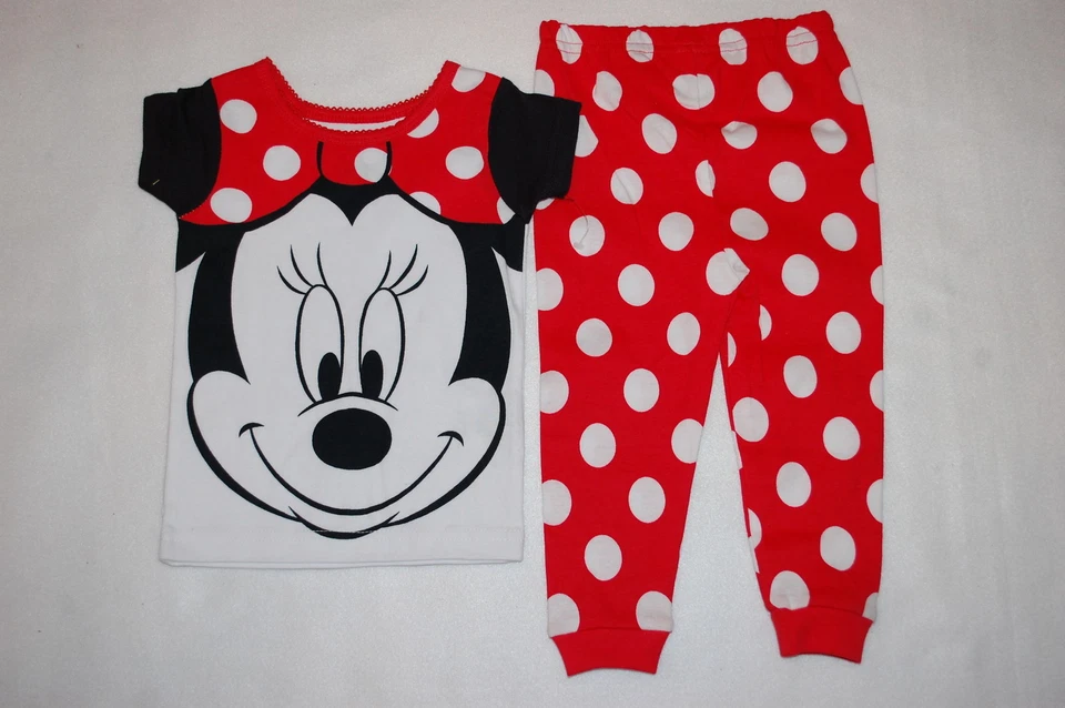 女宝宝 S/S 针织睡衣套装米妮老鼠红色带白色圆点 24 MO — 第 1/1 张图片