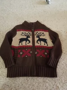 Gap REINDEER KIDS 6-7 BROWN KIDS holiday CHRISTMAS SWEATER coat - Picture 1 of 1