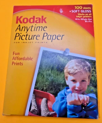 Papel fotográfico Kodak Anytime 85 hojas brillo suave 8 1/2" X 11" sellado de fábrica Foto 1 de 2