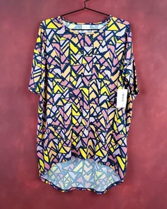 LuLaRoe Irma T-Shirt Short Sleeve Tunic Length Round Hi-Low Hem Geometric XS - Picture 1 of 10