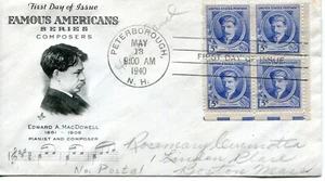 EDSROOM-A13 FDC 1940 SCOTT #882 – 1940 Famous Americans: 5c Edward A. MacDowell - Picture 1 of 1