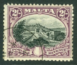 SG 205 Malta 1935. 2/- Schwarz & Lila. Ein sehr feines gebrauchtes CDS Beispiel CAT £27 - Bild 1 von 1