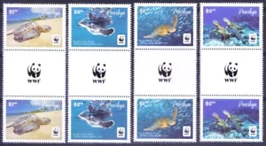 Penrhyn 2014 MNH 4v pares de canaletas, WWF, tortuga verde del Pacífico, reptiles - Imagen 1 de 1