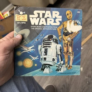 Libro cinematografico originale Star Wars e disco vinile 33 1/3 1979 Buena Vista - Foto 1 di 6
