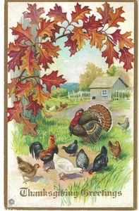 Erntedankgrüße 1914 verschickt geprägte Postkarte - Bild 1 von 2