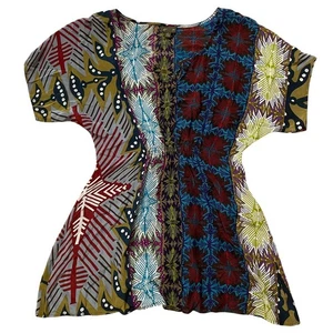 Anthropologie Fei Silk Mini Dress | Rare Print Smocked Waist Boho Tribal Tunika S - Bild 1 von 5