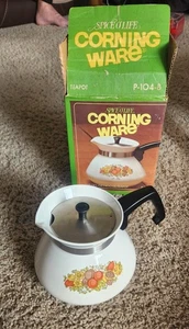 Vintage Corning Ware Spice O Life Teekanne 6 Tassen P-104 Chrom Deckel USA Neu im Karton  - Bild 1 von 7