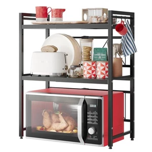 Expandable Microwave Stand,3 Tier Metal Kitchen Countertop Organizer Shelves ... - Picture 1 of 7