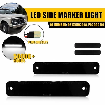 Luz indicadora lateral de LED branca traseira e frontal fumê ajuste 1978-1979 Ford Bronco - Imagem 1 de 4